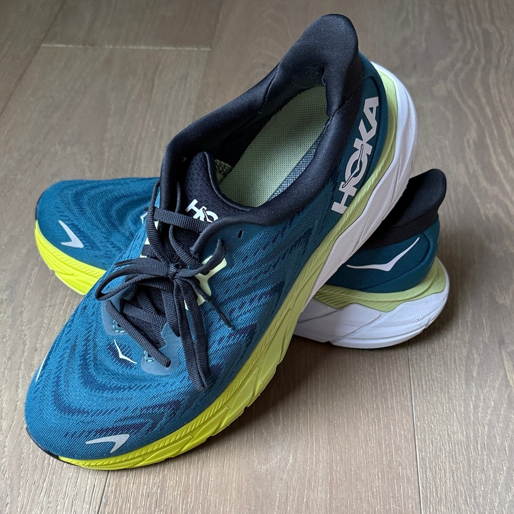 Hoka Men's Teal & Lime Performance Arahi 6 Running Shoes Sneakers Size 9